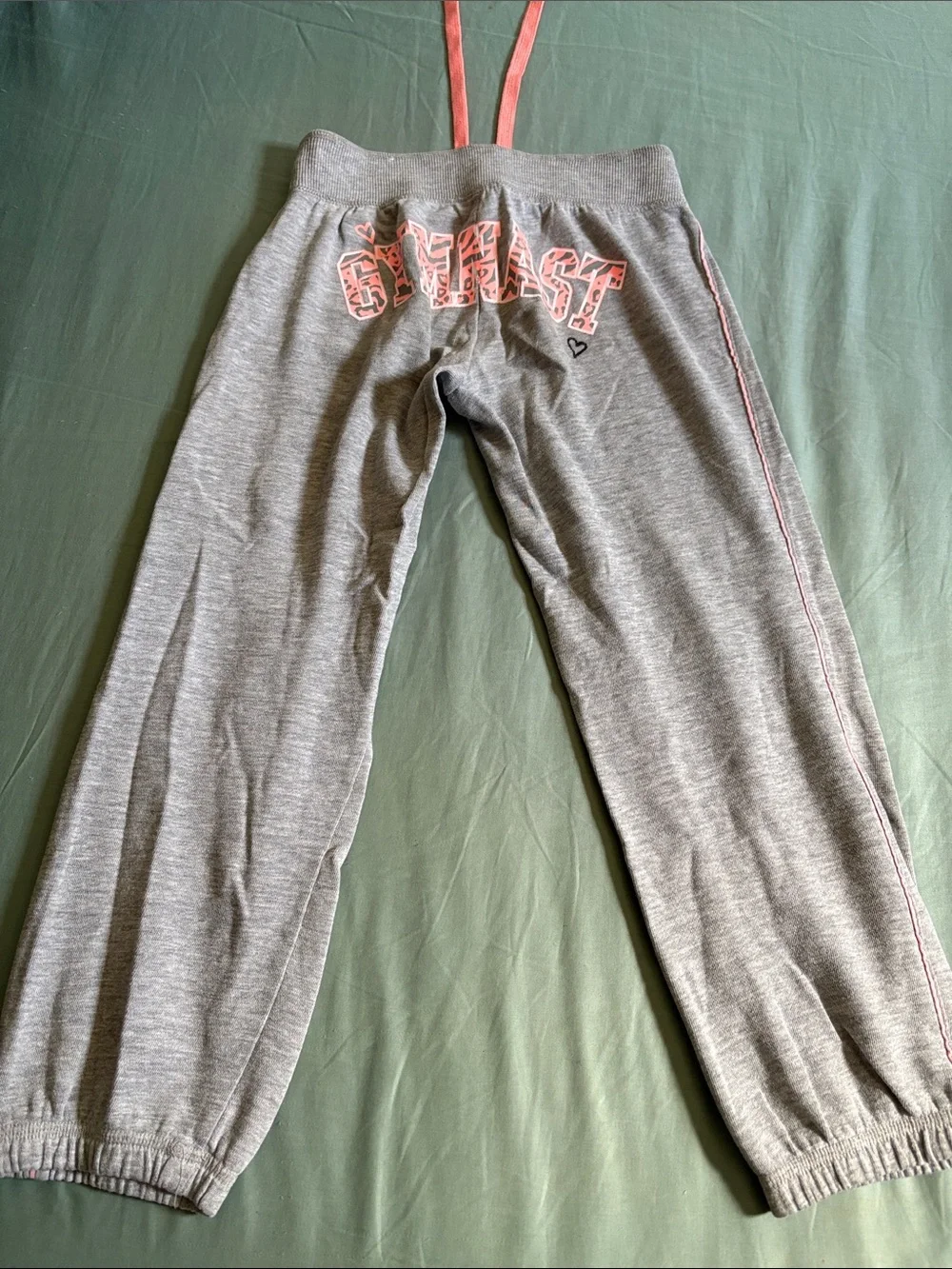 Justice Gray Sweatpants with Pink Trim and Side Logo